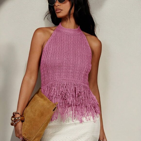 Pink Chic Women's Sleeveless Knitted Top summer vacay - Picture 3 of 7